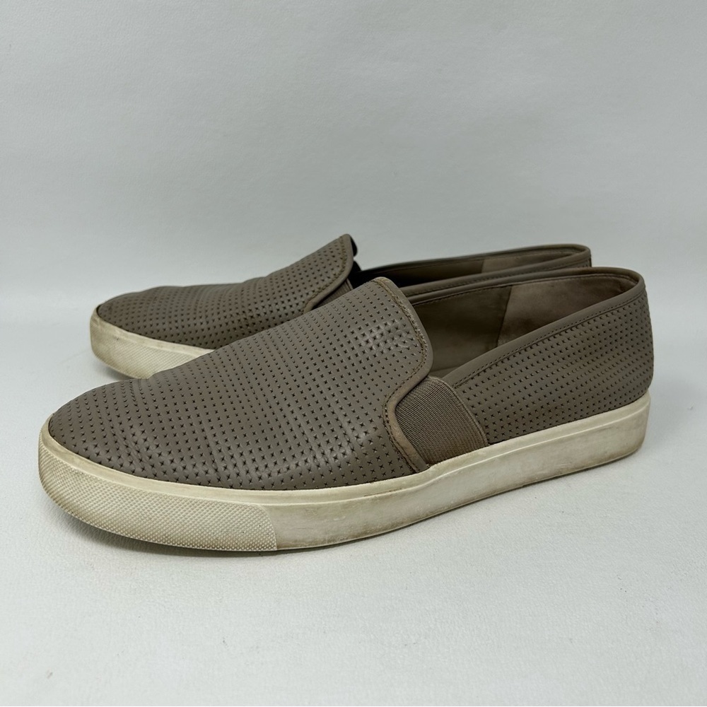 Womens Vince Blair Taupe Leather Sneakers Flats Casual Shoes Slip On Size 9